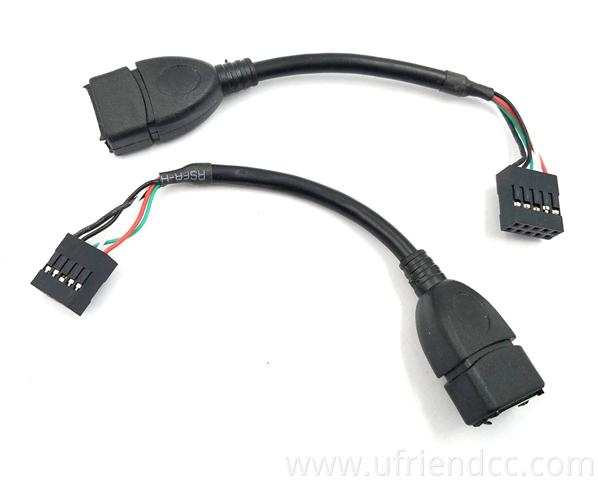 OEM ODM Custom Factory USB 2.0 Type A Female to Dupont 9 Pin Female Header Mother board Cable Cord